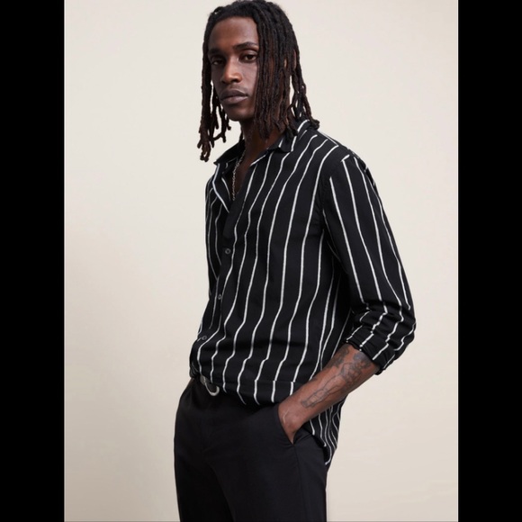 John Varvatos David Bowie pinstripe shirt. Size MEDIUM. - Picture 1 of 10